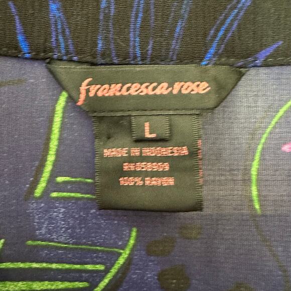 Francesca Rose Peasant Blouse Women’s Large Floral Button Up Lace Semi Sheer Top - Picture 2 of 8